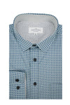 Thracia Stretch Poplin Shirt in Slate Grey and Light Blue
