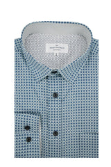 Thracia Stretch Poplin Shirt in Slate Grey and Light Blue