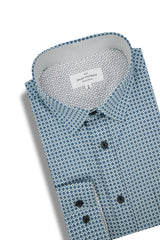 Thracia Stretch Poplin Shirt in Slate Grey and Light Blue