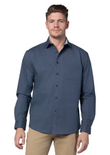 Chemise en popeline stretch Ephesus bleu cardinal