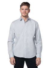 Chemise en popeline stretch dalmatie blanche et bleu ciel