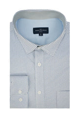 Chemise en popeline stretch dalmatie blanche et bleu ciel