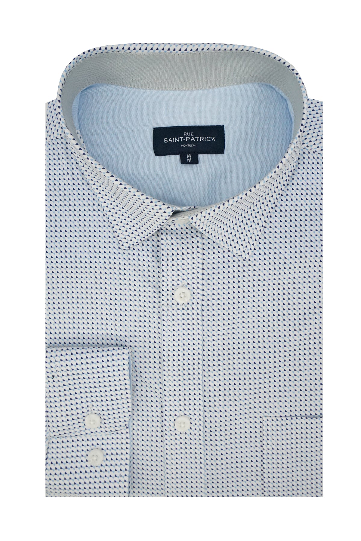 Chemise en popeline stretch dalmatie blanche et bleu ciel