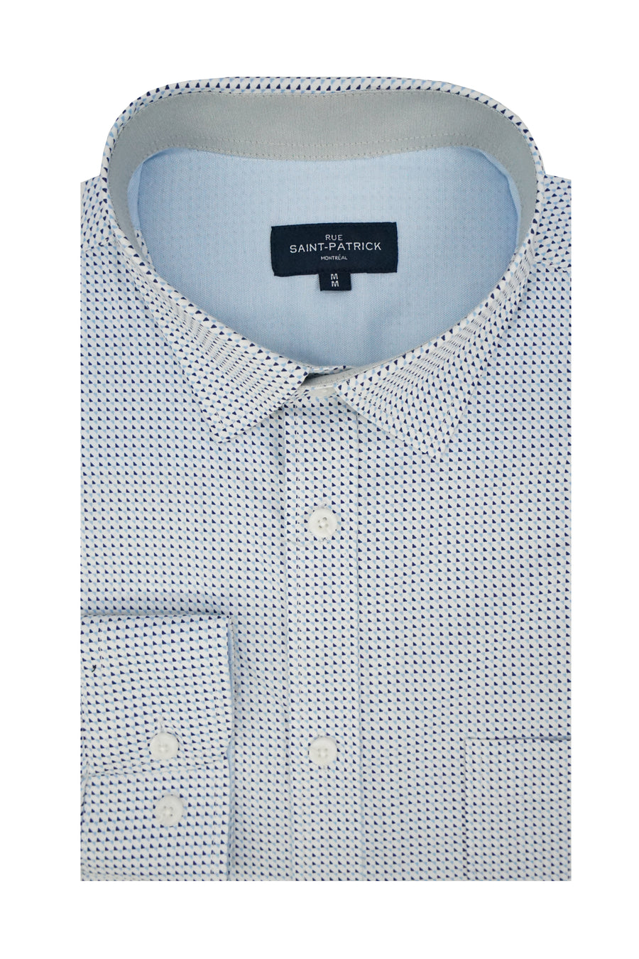 Dalmatia Stretch Poplin Shirt in White and Sky Blue