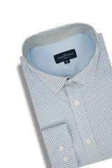 Chemise en popeline stretch dalmatie blanche et bleu ciel