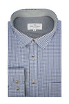 Chemise Sarmatia en popeline stretch bleu marine et bleu