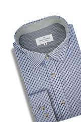 Chemise Sarmatia en popeline stretch bleu marine et bleu