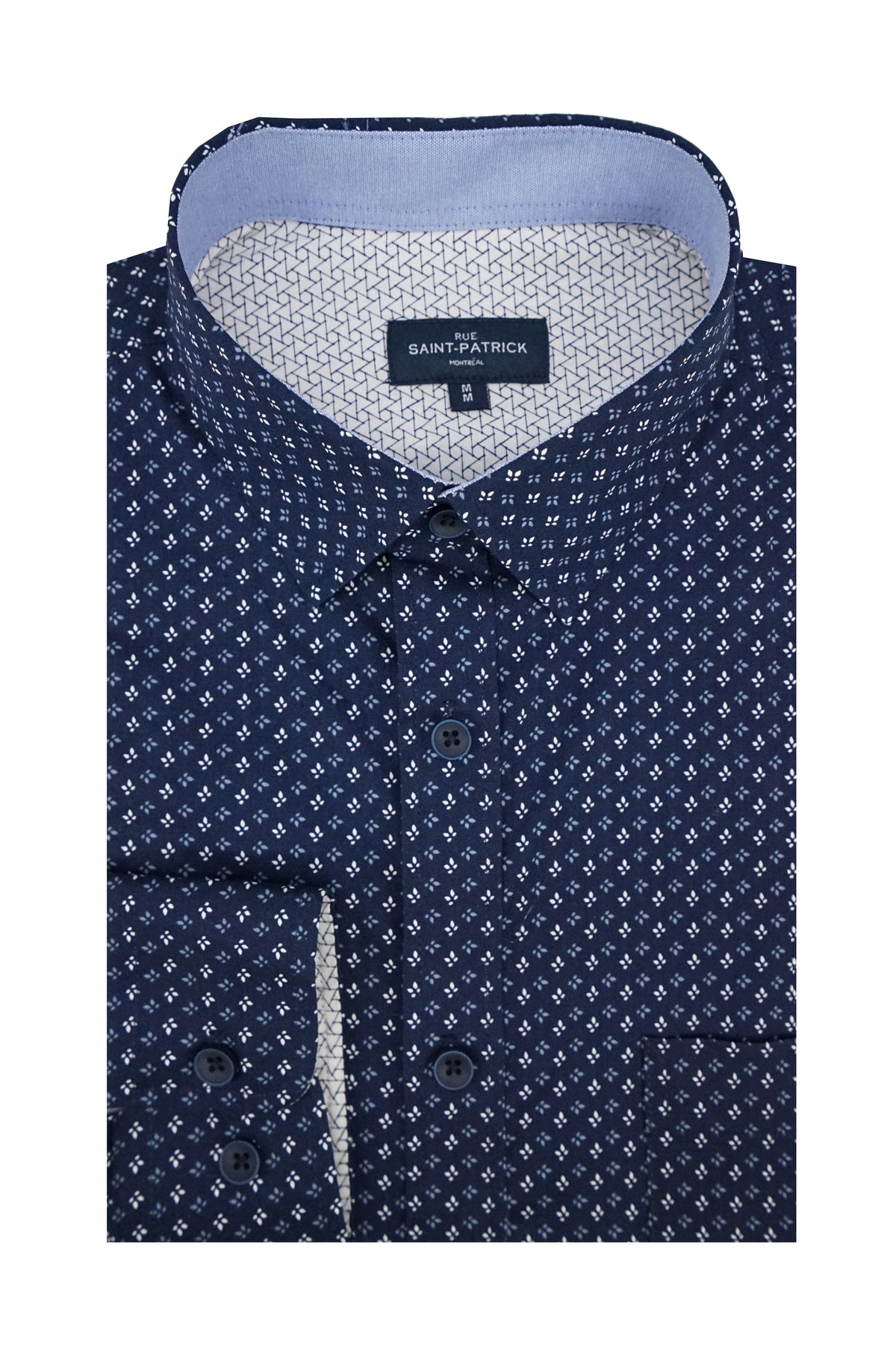 Chemise Lusitania en popeline stretch bleu marine