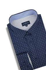 Chemise Lusitania en popeline stretch bleu marine