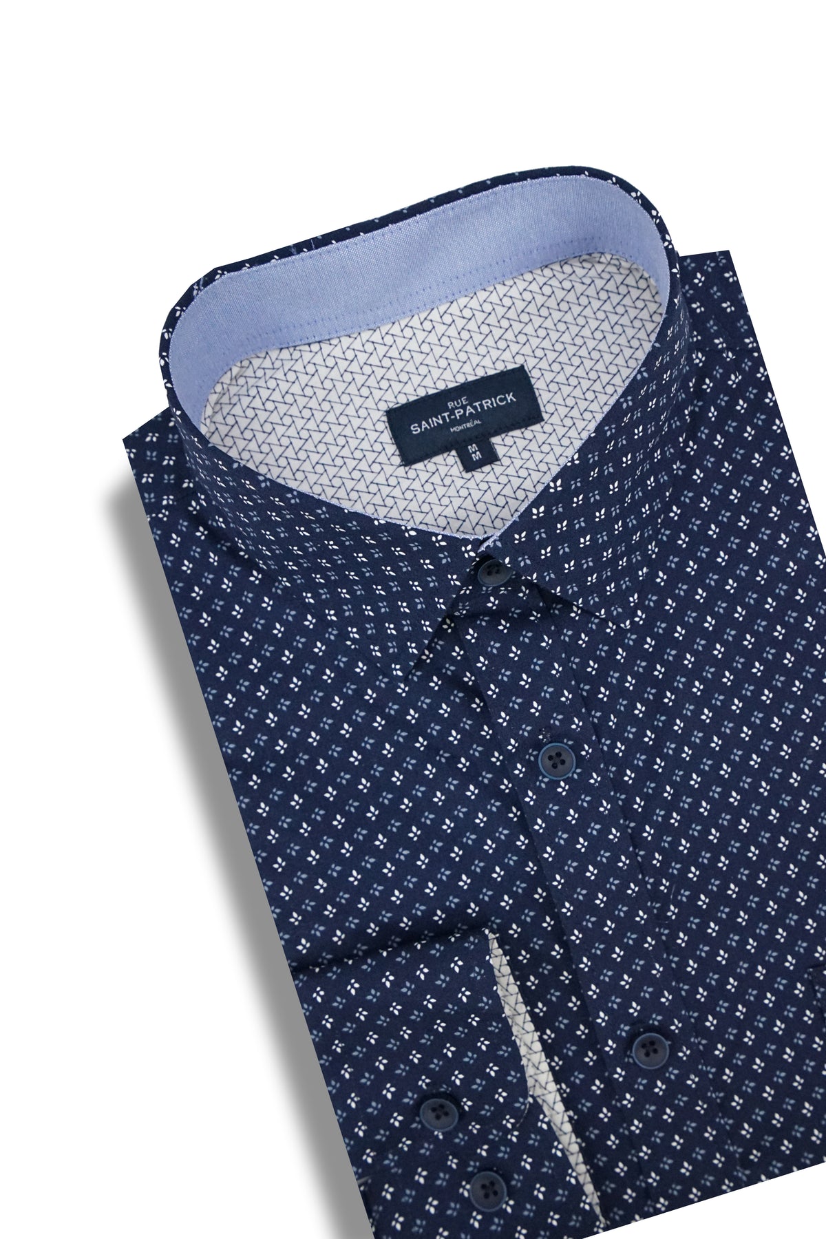 Chemise Lusitania en popeline stretch bleu marine
