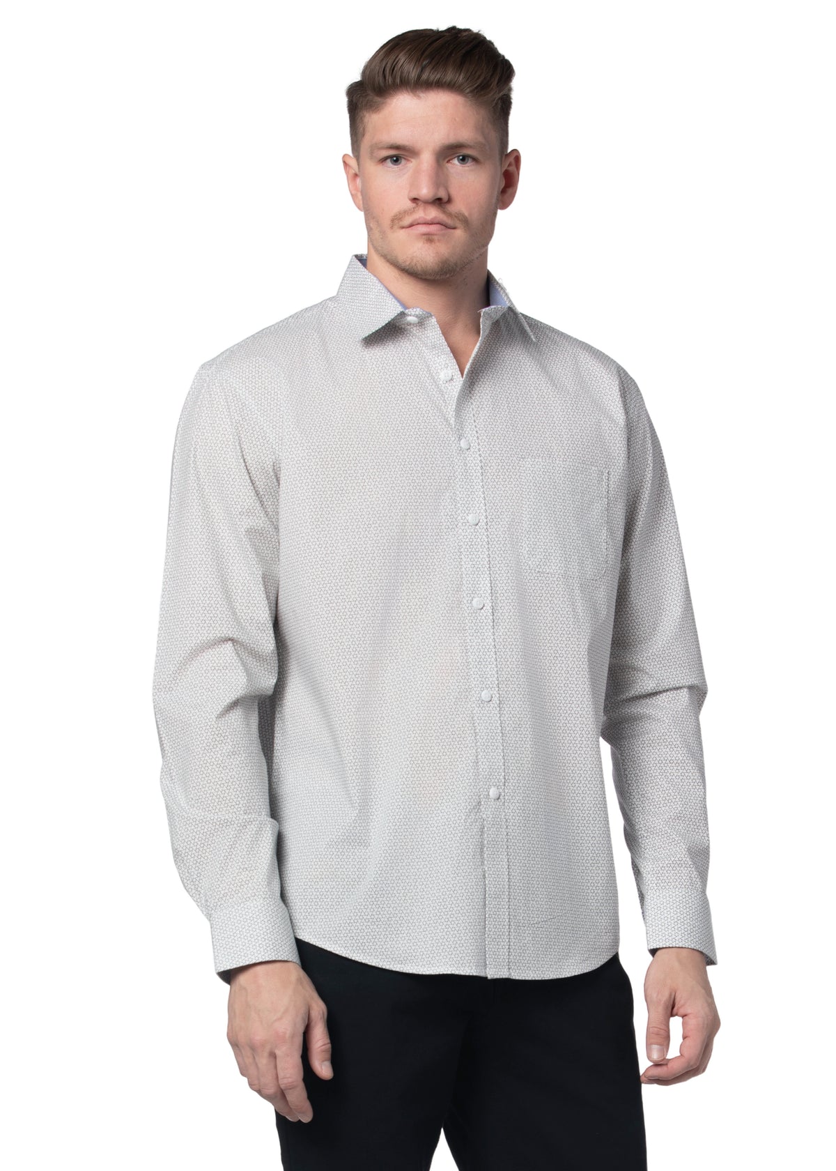 Chemise Byzacena en popeline stretch blanche et marine