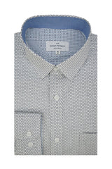 Chemise Byzacena en popeline stretch blanche et marine