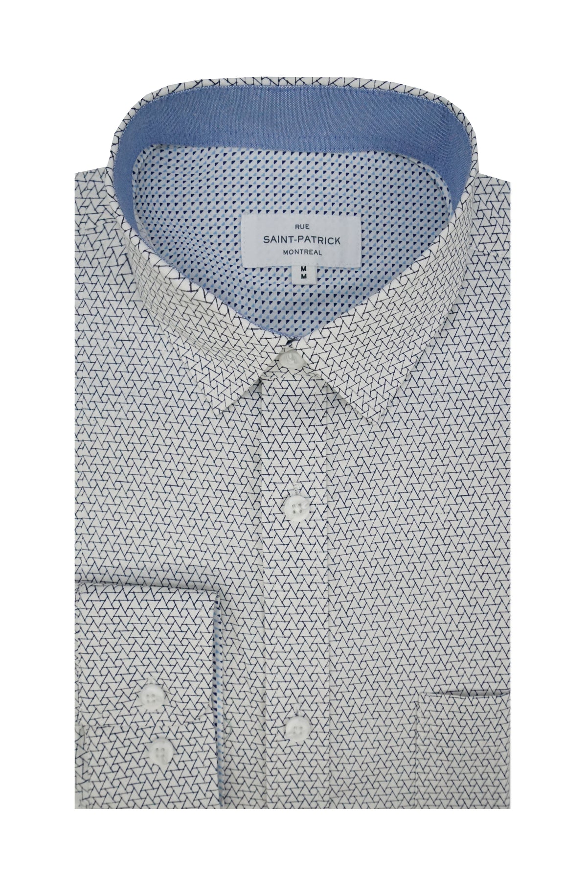 Chemise Byzacena en popeline stretch blanche et marine