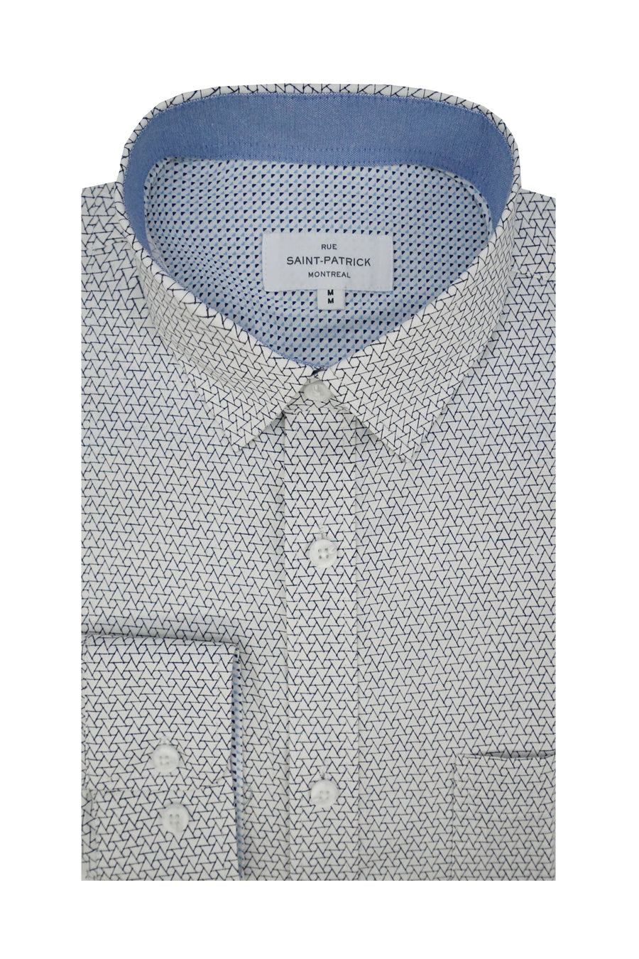 Byzacena Stretch Poplin Shirt in White and Navy