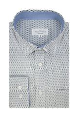 Cyrenaica Stretch Poplin Shirt in White and Navy