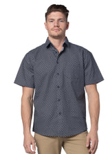 Corinth Short Sleeve Shirt in Navy and White