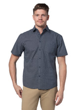 Corinth Short Sleeve Shirt in Navy and White