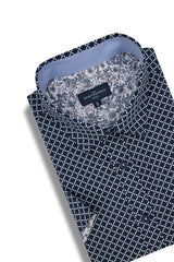 Corinth Short Sleeve Shirt in Navy and White