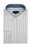 Knightsbridge Striped Stretch Oxford Shirt in White and Grey