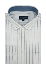 Knightsbridge Striped Stretch Oxford Shirt in White and Grey