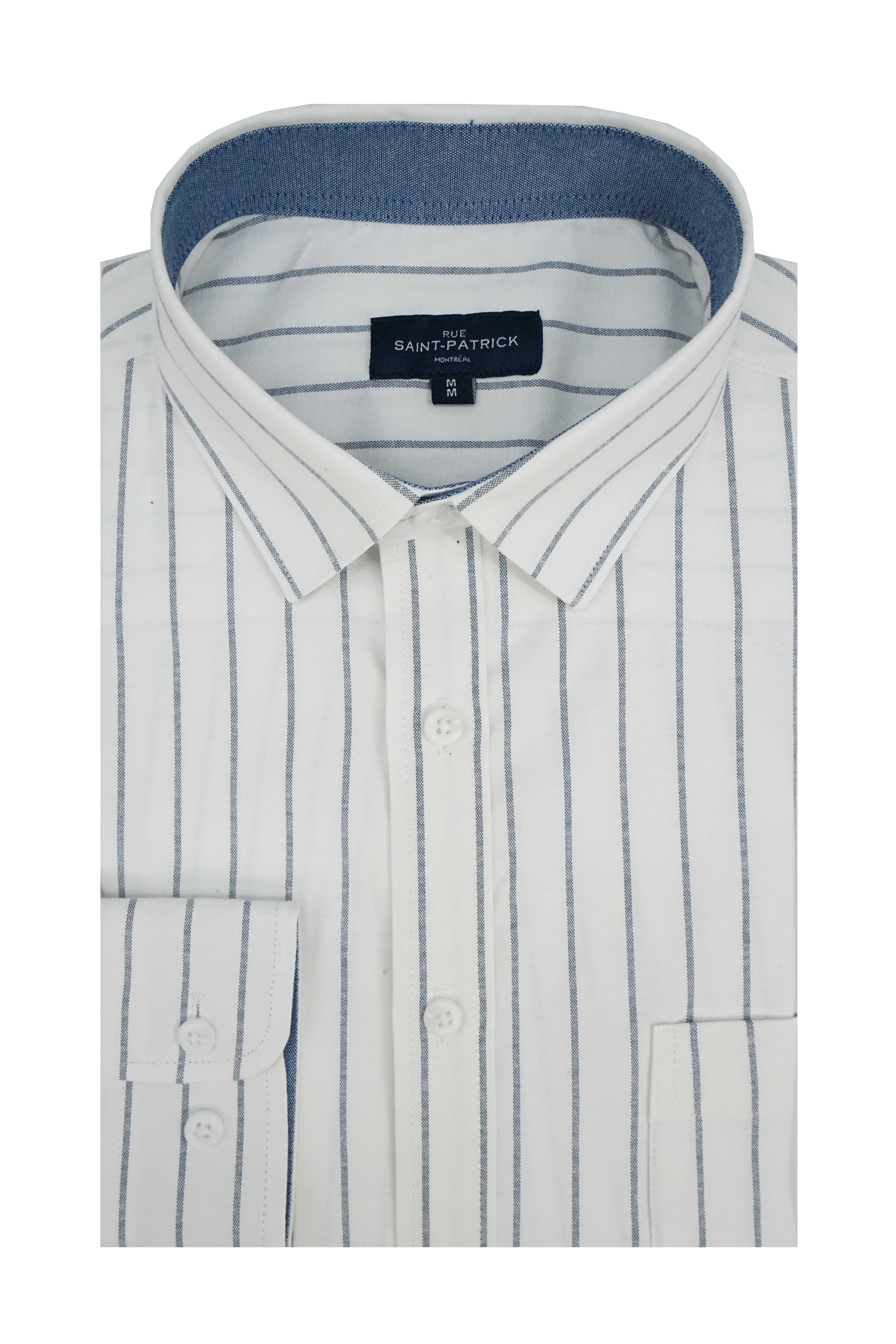 Knightsbridge Striped Stretch Oxford Shirt in White and Grey