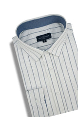 Knightsbridge Striped Stretch Oxford Shirt in White and Grey