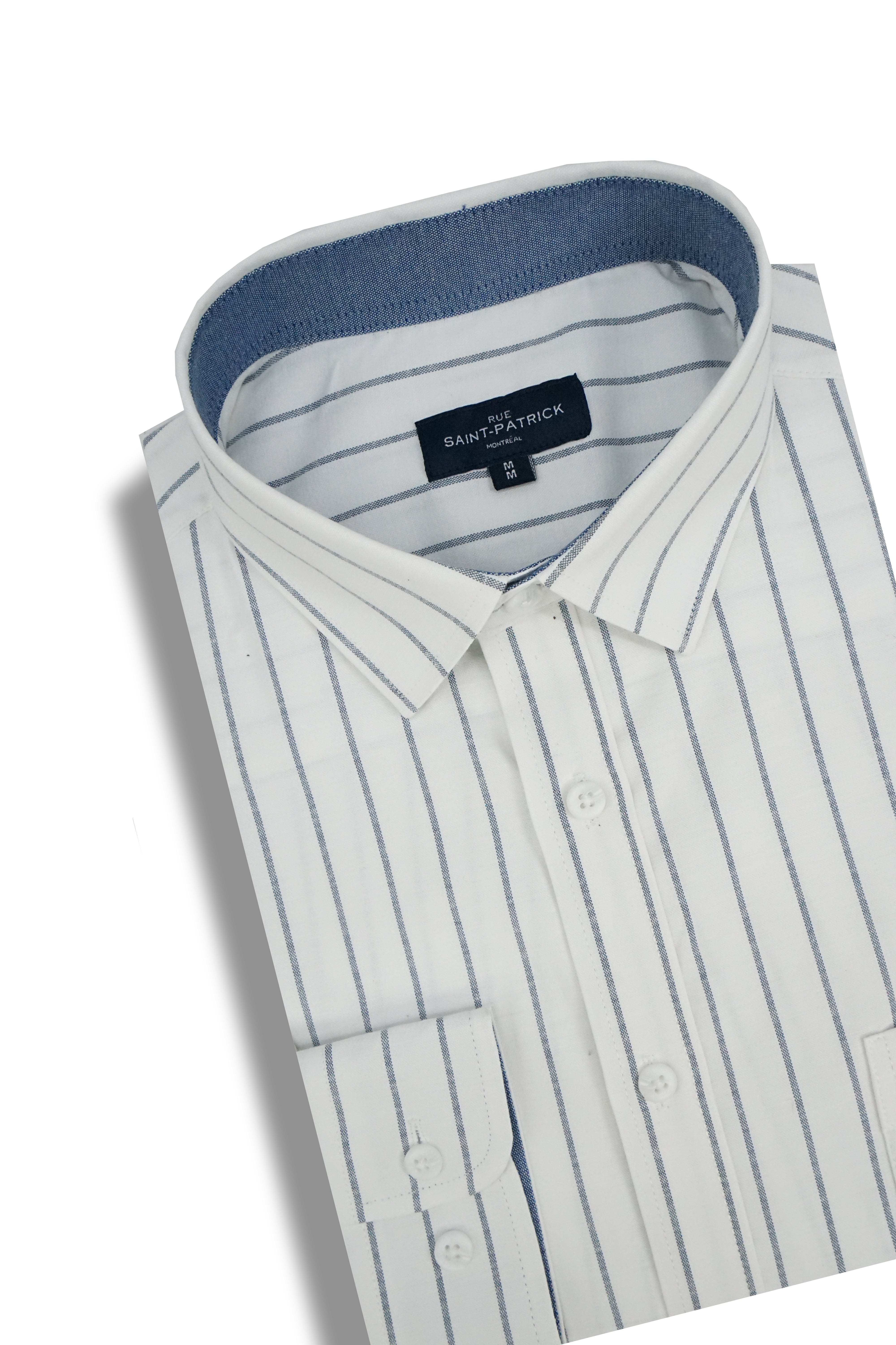Knightsbridge Striped Stretch Oxford Shirt in White and Grey