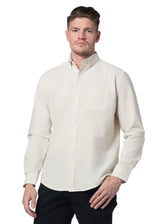 Basket Weave Long Sleeve Shirt in Parchment