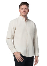 Basket Weave Long Sleeve Shirt in Parchment