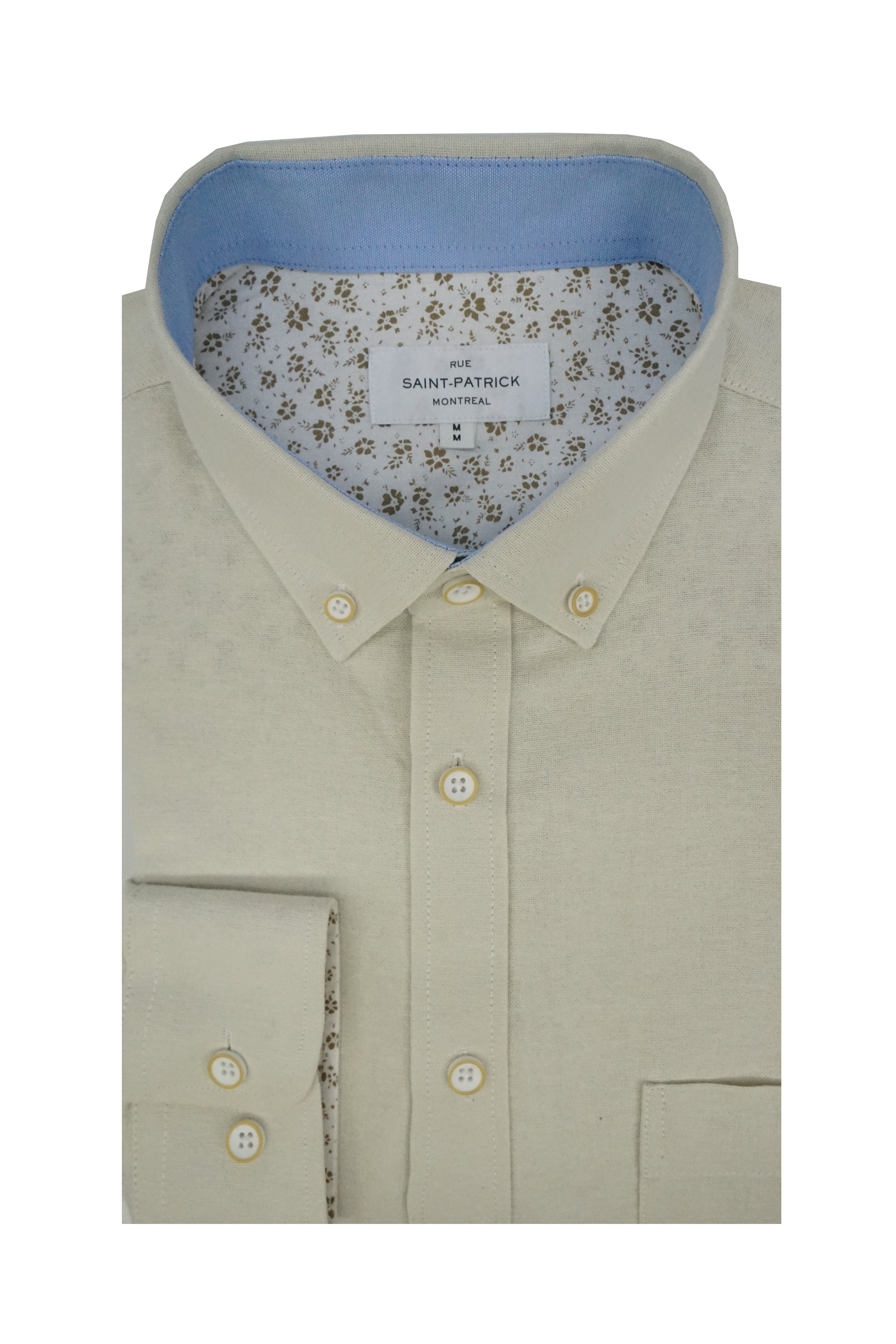 Basket Weave Long Sleeve Shirt in Parchment