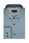 Basket Weave Long Sleeve Shirt in Ice Blue