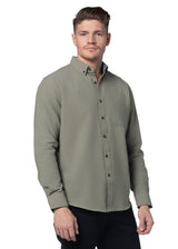 Basket Weave Long Sleeve Shirt in Silver Fern