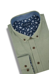 Basket Weave Long Sleeve Shirt in Silver Fern