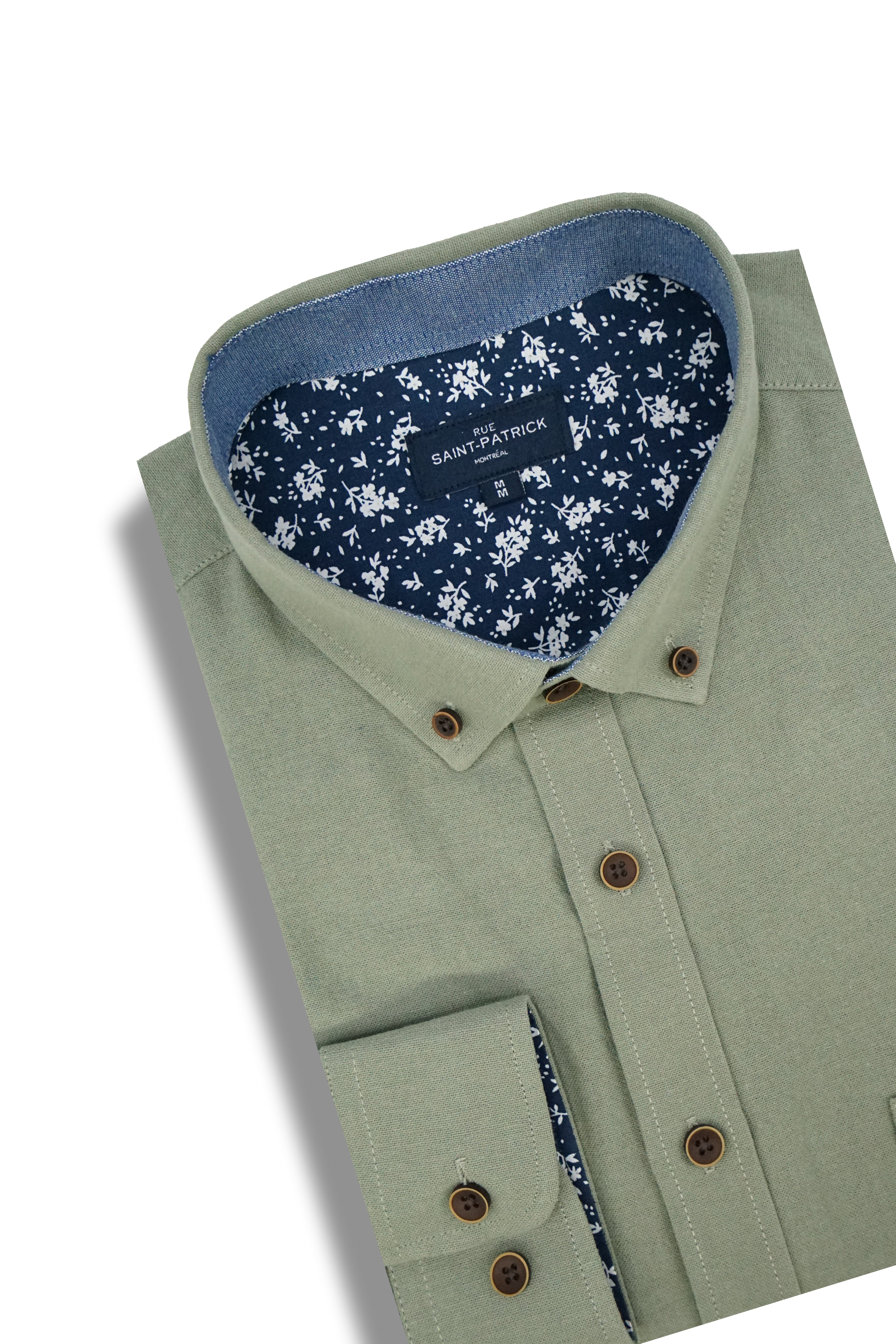 Basket Weave Long Sleeve Shirt in Silver Fern