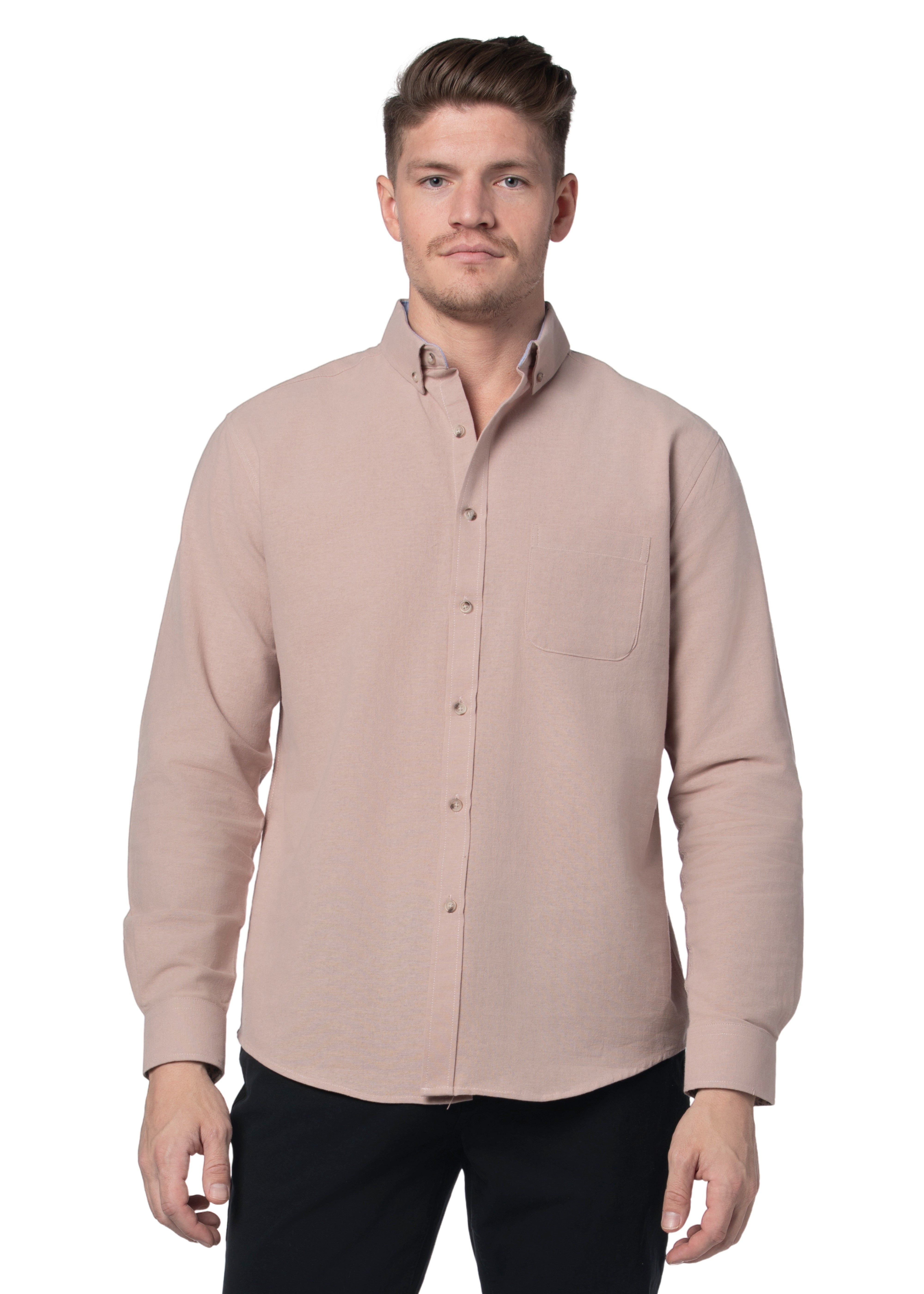 Basket Weave Long Sleeve Shirt in Dusty Rose