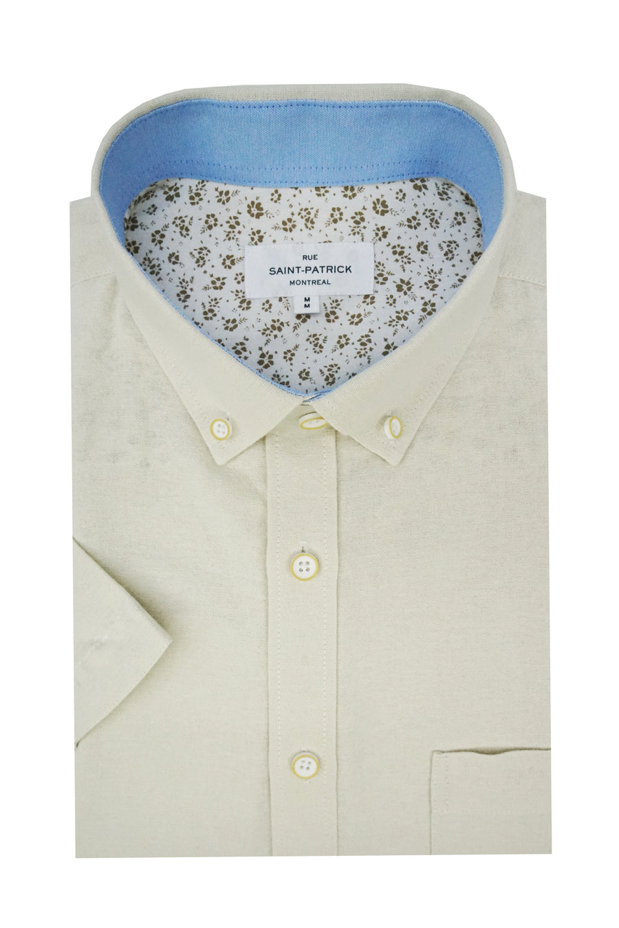 Basket Weave Short Sleeve Shirt in Parchment
