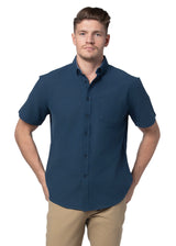 Basket Weave Short Sleeve Shirt in Indigo