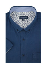 Basket Weave Short Sleeve Shirt in Indigo