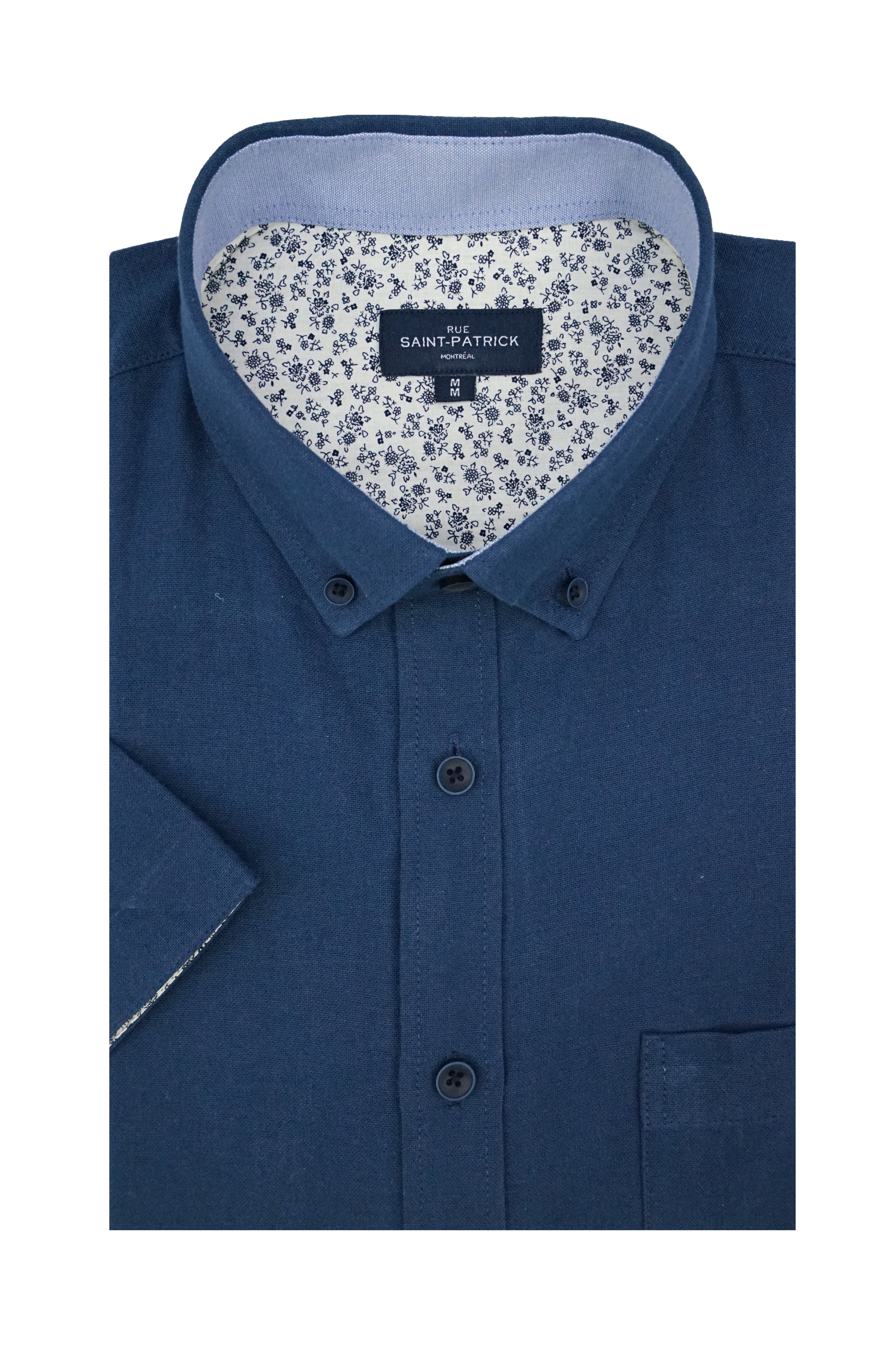 Basket Weave Short Sleeve Shirt in Indigo