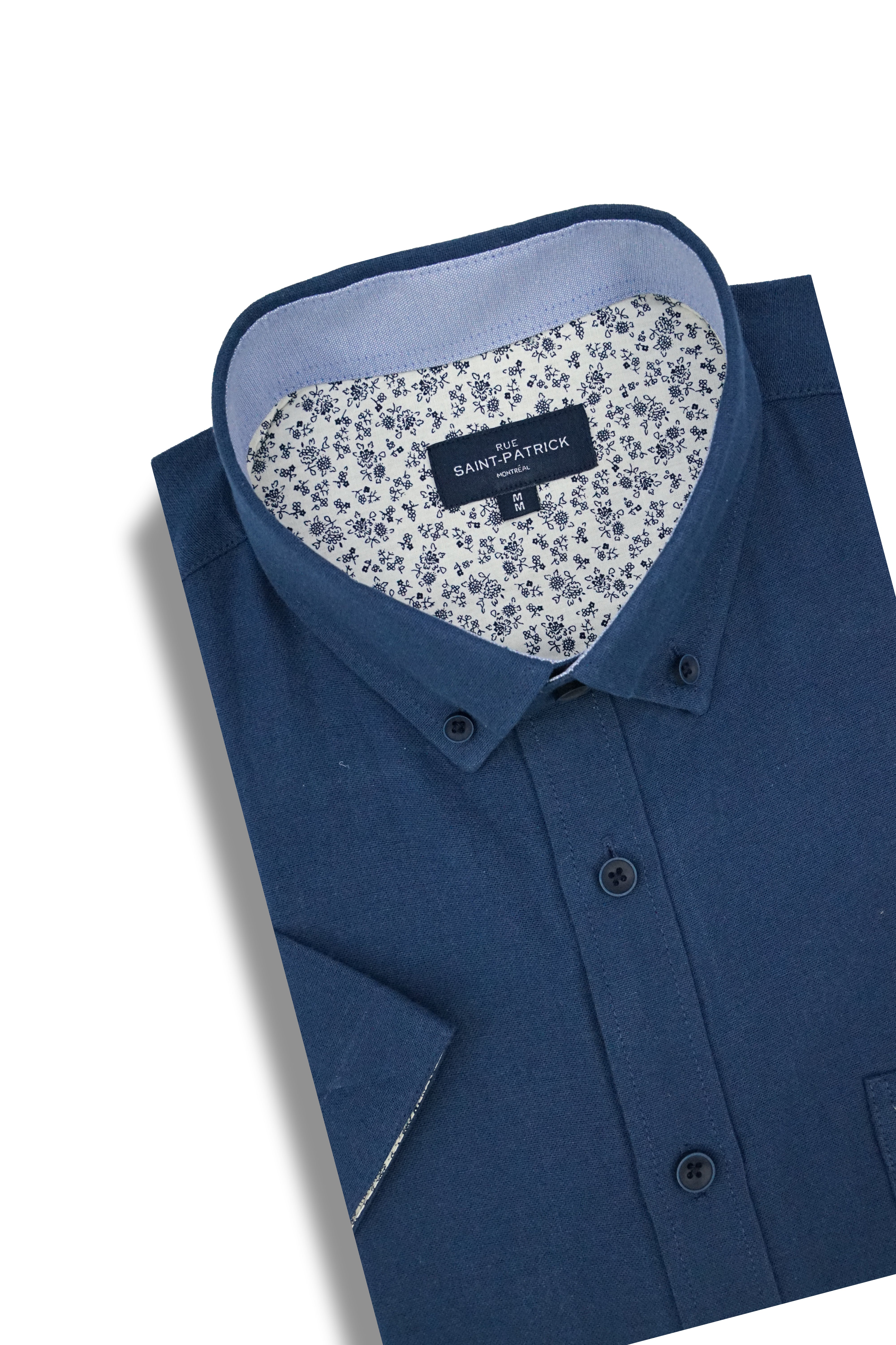 Basket Weave Short Sleeve Shirt in Indigo