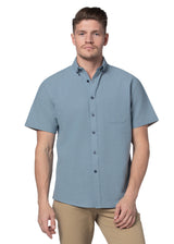 Chemise à manches courtes en maille tressée bleu glacier