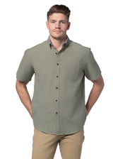 Basket Weave Short Sleeve Shirt in Silver Fern