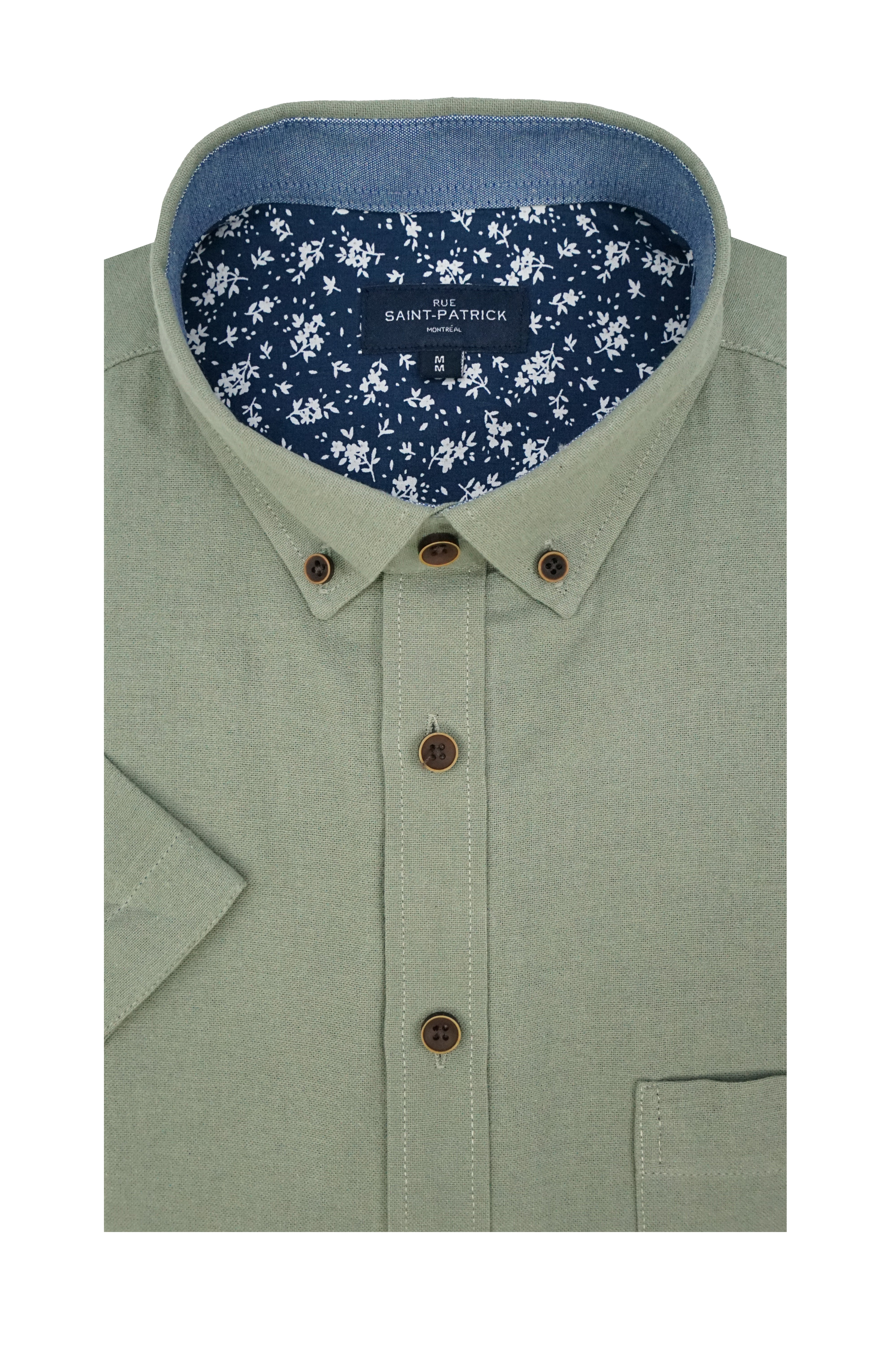 Basket Weave Short Sleeve Shirt in Silver Fern