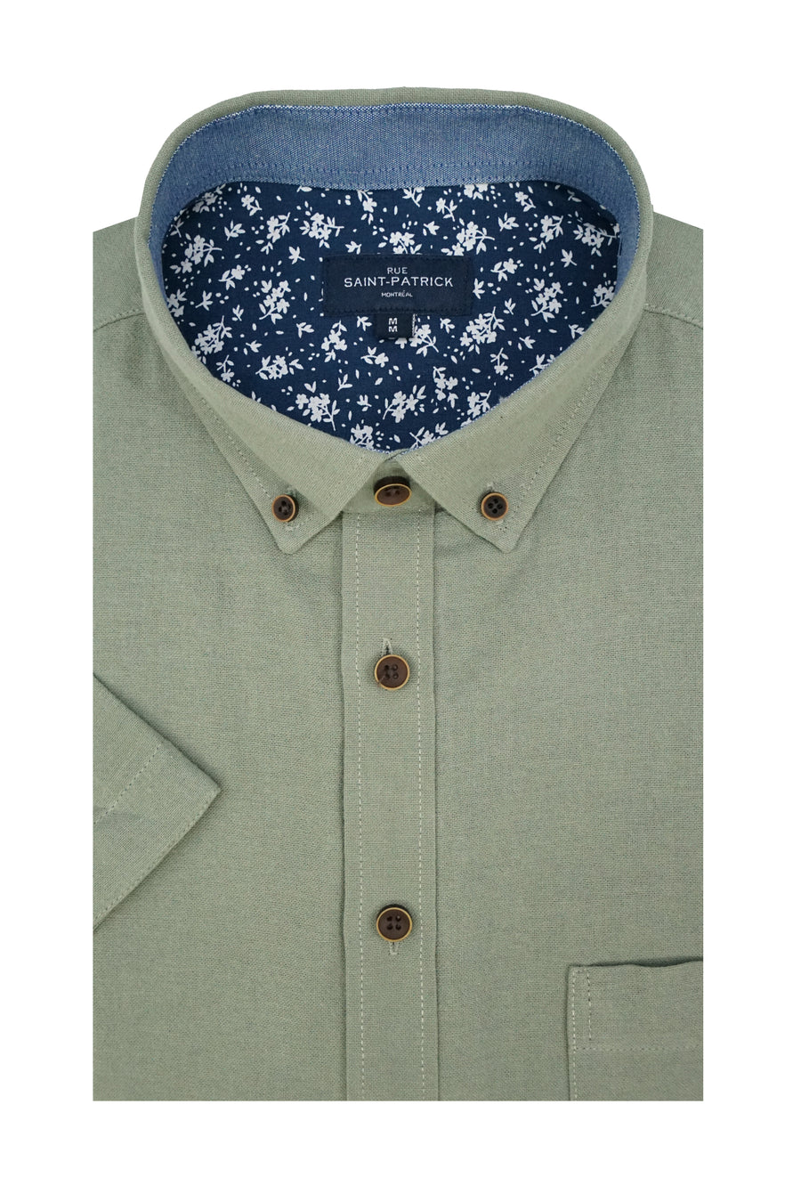 Basket Weave Short Sleeve Shirt in Silver Fern