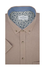 Chemise à manches courtes en tissu tressé couleur rose poudré