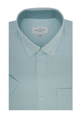 Chemise à manches courtes côtelée Norfolk Drop Needle, bleu aqua