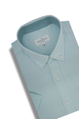 Chemise à manches courtes côtelée Norfolk Drop Needle, bleu aqua