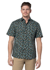 Chemise à manches courtes Torino en noir et vert émeraude