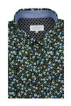 Chemise à manches courtes Torino en noir et vert émeraude