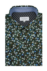 Chemise à manches courtes Torino en noir et vert émeraude